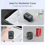 Universal Travel Adapter (1 USB A+1 USB C(PD20W)(Standard) / Black)