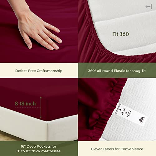 100% Egyptian Cotton Twin XL Size Sheets Set (Twin XL / 09 - Burgundy)