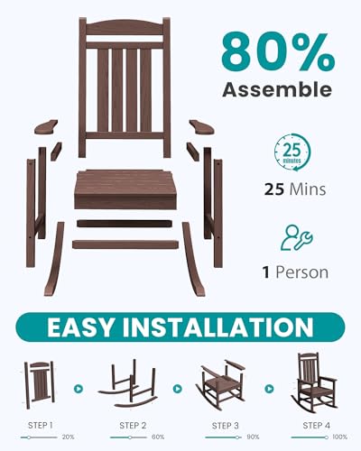 Outdoor Rocking Chair Set of 2 (Coffee / 2 Packs)