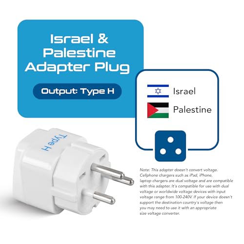 Israel Power Adapter Travel Universal Plug (Cream White)