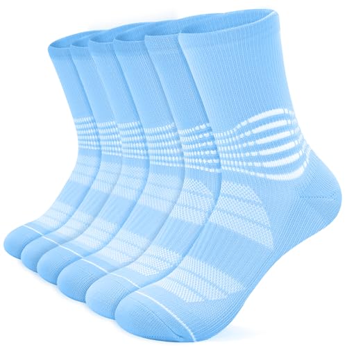 Crew Compression Socks for Women Men with Ankle Arch Support Plantar Fasciitis Relief 3 Pairs (Medium / Blue(3 Pairs))