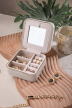 Travel Jewelry Organizer Boxes for Women Small Portable Necklace Earrings Bracelet Rings Travel Case Best Friend Birthday Gifts for Women Trendy (Butterfly_Beige_Blue)