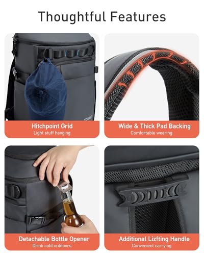 38 Cans Backpack Cooler with 2 Insulated Compartments (Black)