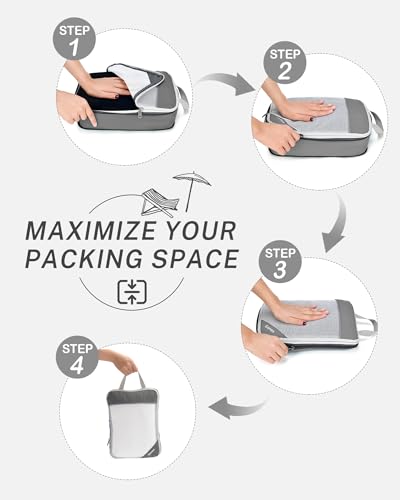 Compression Packing Cubes for Travel (Set of 6 / 6-Gray)