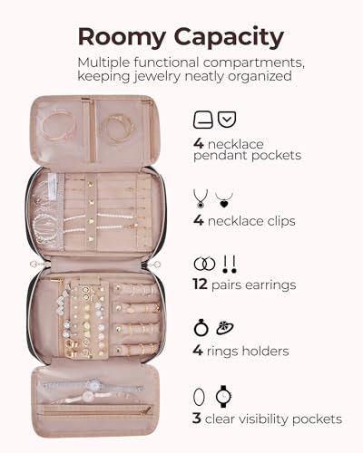 Jewelry Organizer Bag Travel Jewelry Storage Cases for Necklace (Medium / Black)