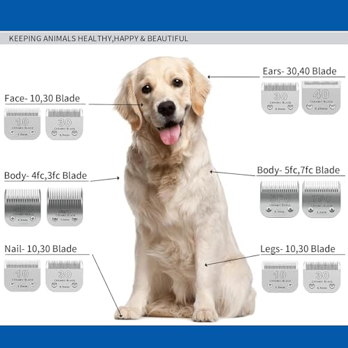 10Blades Dog Grooming Replacement Blades Compatible with Andis Pet Clipper (Silvery-11)