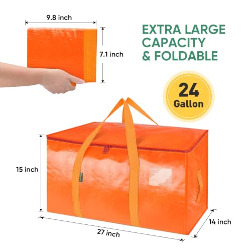 2 Pack Oversized Moving Bags with Reinforced Handles (2-Pack / Orange)