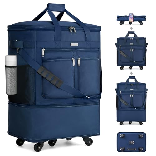 Expandable Luggage Bags for Travel Collapsible Suitcase with Wheels (Blue)
