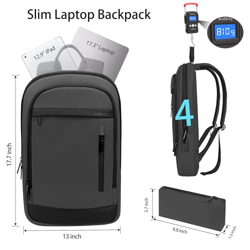 Business Backpack for Men Lightweight Commute Laptop Backpack Anti (17.3" / Classic / Grey)