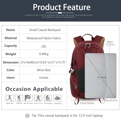 20L Hiking Backpack With Rain (Red 2.0 / 20L)