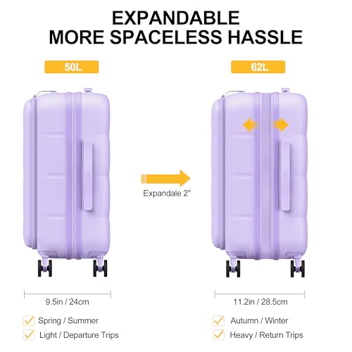 20 Inch Expandable Carry On Luggage Airline Approved (20 inch / Purple)