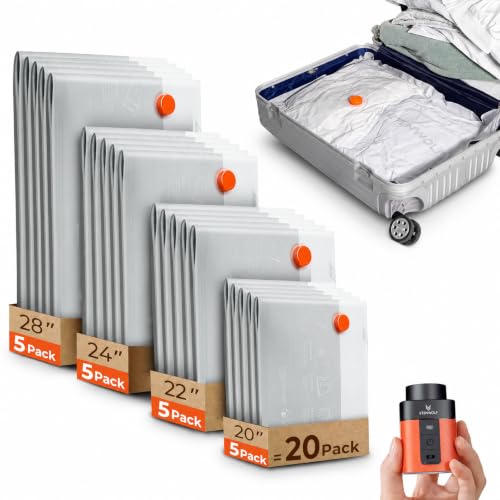 20 Combo Vacuum Storage Bags for Travel with Wireless Pump (20 Combo Set)