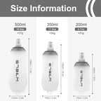 200ml/350ml/500ml Collapsible Soft Flask,BPA Free Folding Soft Water Bottle with Hanging Ring,Lightweight TPU Hydration Flask for Running Marathon Cycling Hiking (Grey-350ml*2)