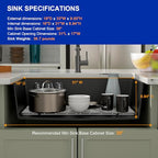 Matte Black Quartz Kitchen Sink 33” Undermount Single Bowl (Black-Workstation / 33"x19")