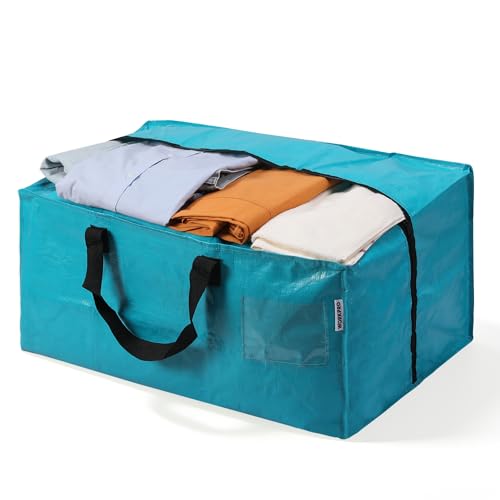 1 Pack Extra Large Moving Bags with Backpack Straps & Handles (Blue / 1 Pack)