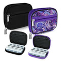 Weekly Travel Pill Organizer Cute Pill Case with 7 Day Pill Box (2 Cases + 2 Boxes / C. Black 01 + Purple 01)