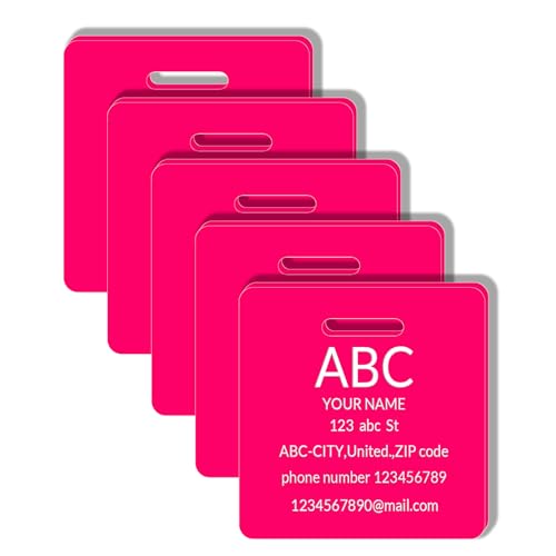 5Pack) Custom Personalized Luggage Tags-Customized Unique tag for Suitcase Backpack Travel,Bags (Pink-A) (Pink-a)