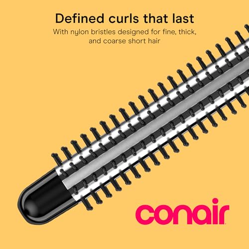 Curling Iron Brush for Short Hair (Black/Silver / 3/4-inch)