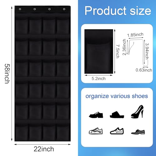 Over the Door Shoe Organizer (Black / 58"x22")