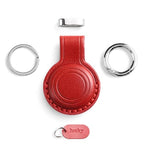 Genuine Leather Keychain Holder Compatible with AirTag ([2 Pack] Dark Red)