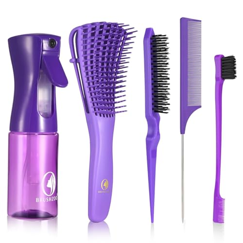 BRUSHZOO Hair Brush Set for Women All Hair Detangling Styling (Purpe)