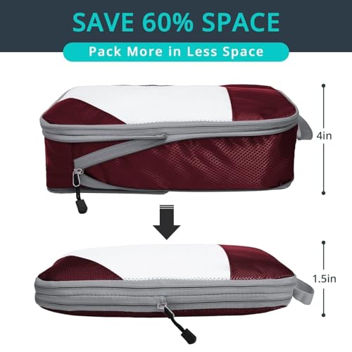 7 Set Compression Packing Cubes for Travel (Wine / 7 pcs)