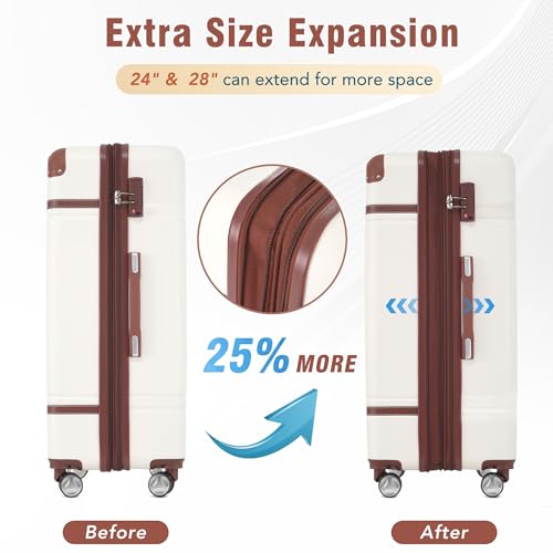 Luggage Set 2 Piece (Vintage Luggage / White(12+20+28))