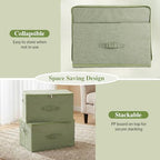 Fabric Storage Bins with Zipper Lids (Green / Small (Pack of 2))