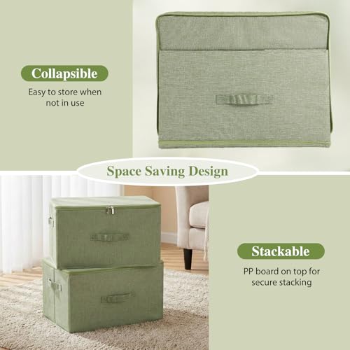 Fabric Storage Bins with Zipper Lids (Green / Small (Pack of 2))