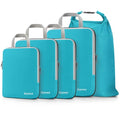 5 Piece Compression Packing Cubes with Laundry Bag (5-Blue / 5 Set)
