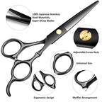 6.89 inch Hair Cutting Scissors Set With Thinning Knife (Black)