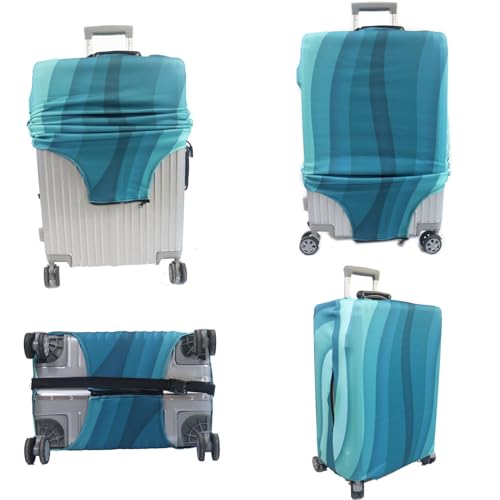 Thicker Luggage Cover Elastic Suitcase Cover Protector Fits 18 (Green Ripple / M)