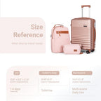 Carry On Luggage 22x14x9 Airline Approved Suitcase with Wheels (Champagne Gold / 3 Piece Sets (20/BP/TB))