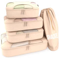 5 Set Packing Cubes for Travel with Laundry Bag (5 Set - Cream / Set of 5)