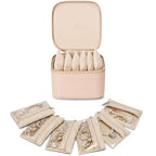 Jewelry Travel Case with Clear 6 Velvet Bags (6PCS-Khaki)