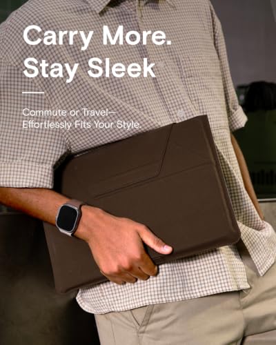 Laptop Carry Sleeve with Stand &Smart Storage for 14" Laptop for Work (Coffee / 14 Inch)
