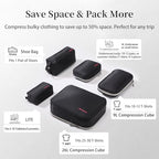 BeeNesting Waterproof Compression Packing Cubes sets (Black / 8-Piece Set (2.5 L))