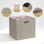 Collapsible Storage Bins (13×13×13/4pcs / Woven Coffee)