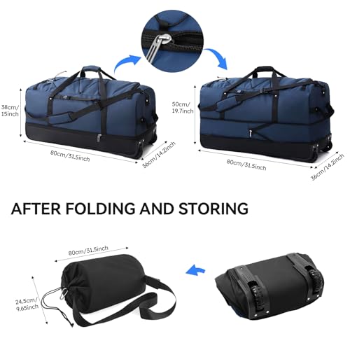 32 Inch Rolling Duffle Bag (Navy / Upgraded Oxford)