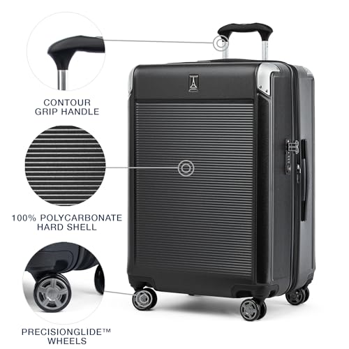 Platinum Elite Hardside Checked Luggage (Checked- Medium 25-Inch / Shadow Black)