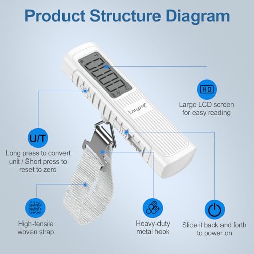 Battery Free Digital Luggage Scale (White)