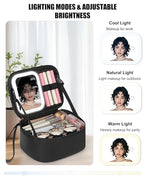 Travel Makeup Bag with Led Mirror (01-Black / Small)