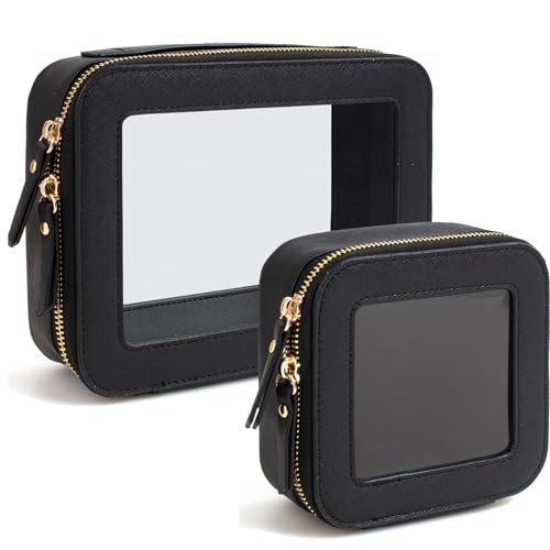Travel Clear Makeup Bag Set (Mini+Large Black)