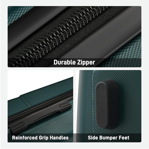 Luggage Set 6 Piece Carry on Hardcase Suitcase with Travel Bags (3-piece Set(20/24/28) / Dark Green+16IN&Bags)