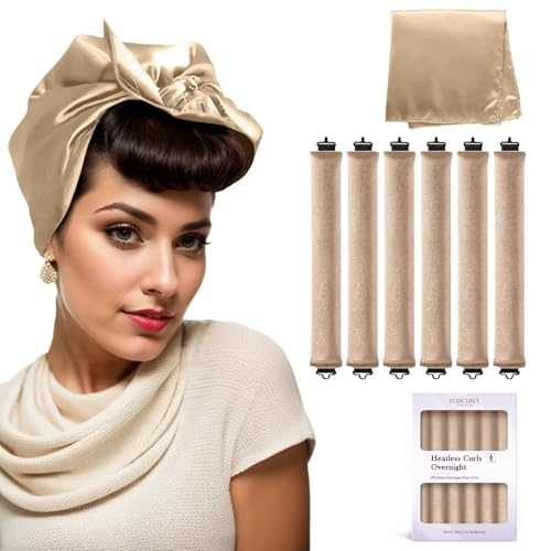 Overnight Hair Curlers Heatless Curls (Khaki)