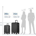 Carry on luggage 22x14x9 Airline Approved Hardshell Suitcase (Black / 20" Carry On)