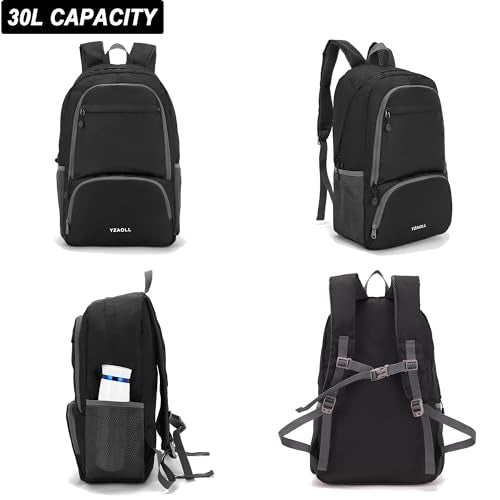 30L Hiking Backpack Lightweight Day Packs (E-black)