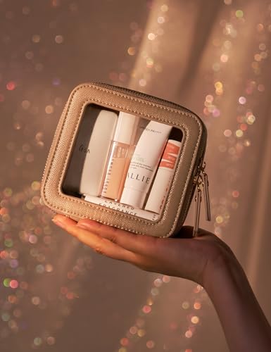 Clear Makeup Case Toiletry Bag Travel Medium Clear Cosmetic Bag with Zipper (Gold / Mini & Medium)