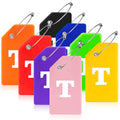8 Pack Initial Luggage Tags for Suitcases Airplane Travel Essentials (Colorful / Letter T)