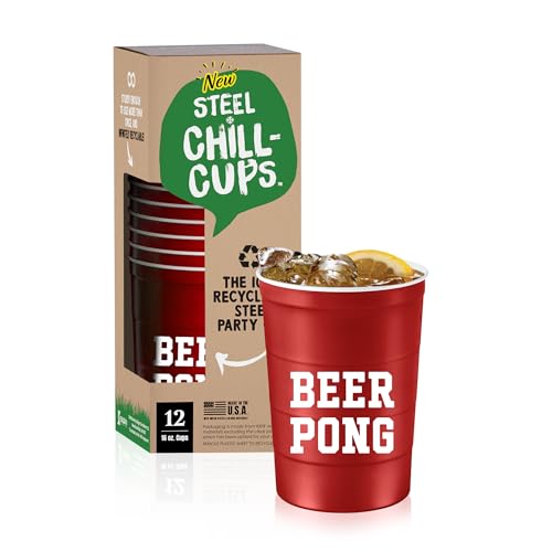 16 oz. Durable & Reusable Party Cups (Beer Pong Red / 12 Count)